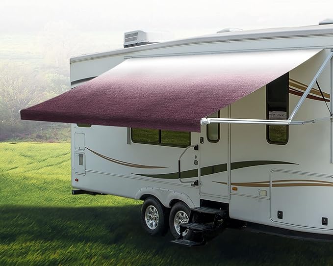 RecPro RV Awning Fabric Replacement | Width Options from 8 Feet to 22 Feet | Variety of Color Options | 8' (96") Length RV Awning | Premium Vinyl (10' - Actual Width 9' 1", Burgundy Fade)…