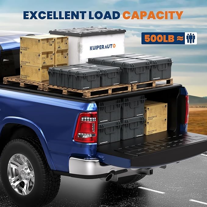 Fiberglass Quad Hard Truck Tonneau Cover Bed Cover Compatible with 2009-2025 Dodge Ram 1500 Classic & New Body -5.8 FT Bed w/o Ram Box 67.4 inch