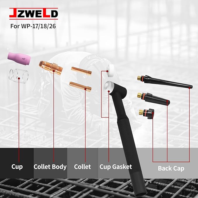 American Standard 71 Pcs TIG Welding Accessories Kit, TIG Welding Torch Stubby Gas Lens #12 Pyrex Glass Cup Kit For WP-17/18/26