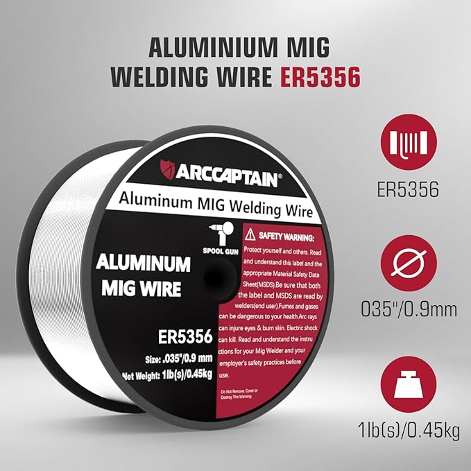 ARCCAPTAIN Magnesium Aluminum Welding Wire ER5356 .035" MIG Welding Wire, 1 Pound Spool
