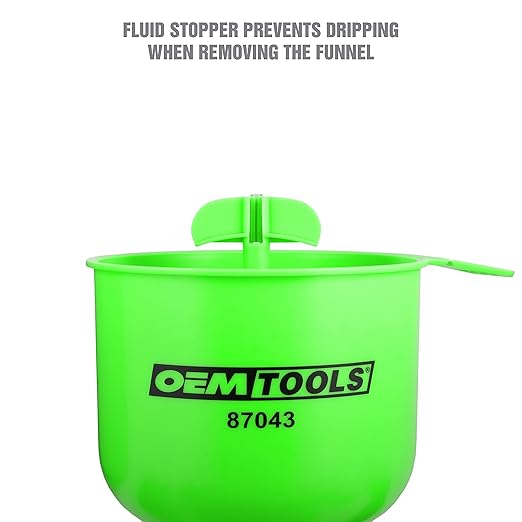 OEMTOOLS 87043 No-Spill Professional Quality Coolant Funnel Kit, Easily Fill Antifreeze Coolant Set Includes 5 Adapters, Extensions, and Automotive Funnel, Air Venting, Drip-Free, Green