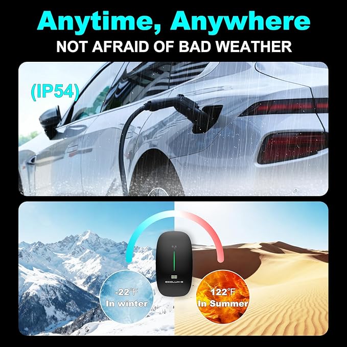 Level 2 EV Charger 40Amp - 9.6 KW 240V Home EV Charger, NEMA 14-50 Plug, Fast Car Charging Station J1772 25ft Cable UL FCC&Energy Star Certified, Smart Electric Vehicle Charging Stations