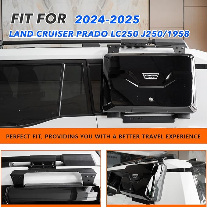 Exterior Side Mounted Gear Carrier Toolbox Storage Box with Lock for 2024-2025 Toyota Land Crusier Prado J250/LC250/1958 Side Storage Box Black