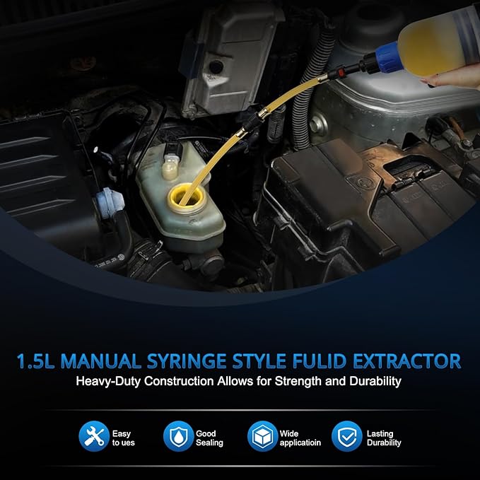 YSTOOL 1500CC Manual Fluid Extractor Pump Brake Fluid Oil Suction Vacuum Filler