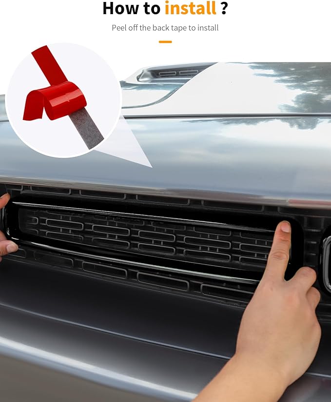 Hoolcar Front Grille Radiator Grille Insert Cover Grillwork Trim Compatible with Dodge Challenger 2015-2025+, Exterior Accessories, Black, 2pcs