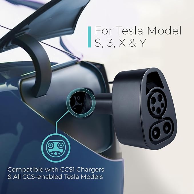Lectron CCS to Tesla Adapter - 500A, 500V Tesla Charger Adapter - Compatible with All Tesla Models & CCS-Enabled NACS EVs - DC Fast Charging ONLY - NOT Compatible with Cybertruck (Black)
