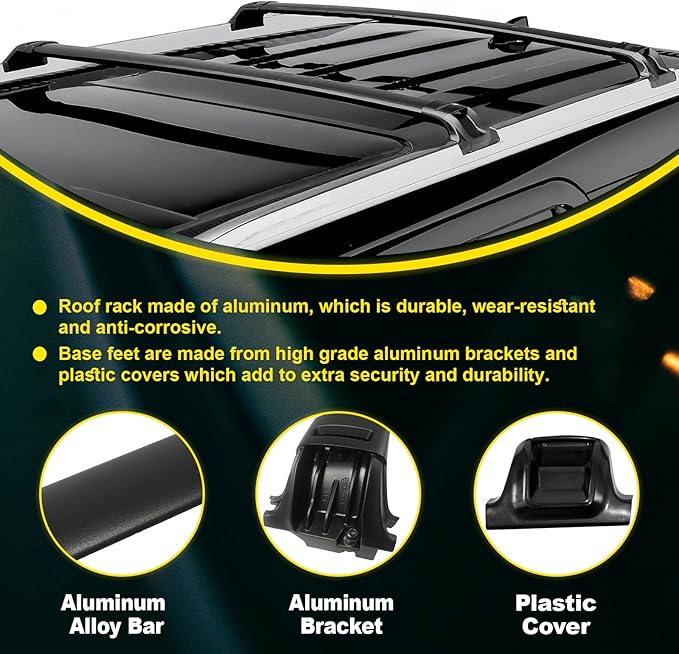 2PCS Roof Rack Cross Bars Fit for Toyota Sequoia 2023 2024 2025 2026 Roof Luggage Carrier Crossbars Aluminum (Black)