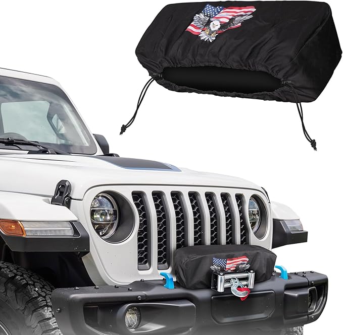 Winch Cover,Heavy Duty UV-Resistant Waterproof & Dust-Proof Cover for 8500-17500 Lbs Electric Winches,Universal Indoor/Outdoor Weather-Resistant Protection with Drawstring,Fits Jeep/ATV/Boat/Trailer