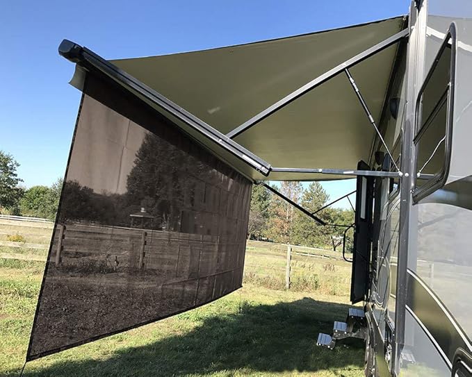 Tentproinc RV Awning Sun Shade Screen 9' X 14' 3'' (Fit for 15' Awning)- Mesh Sunshade for RV Awning Sunscreen Motorhome Camping Trailer Awning Screenshade Block UV Glare - 3 Year Warranty (Brown)