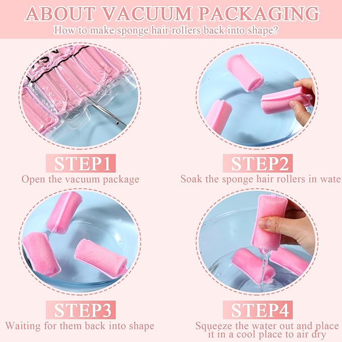 Geyoga 18 Pieces Sponge Hair Rollers Large Soft Foam Hair Styling Curlers Large Size Hairdressing Curlers for Women(1.18 x 2.6 Inches,Pink)