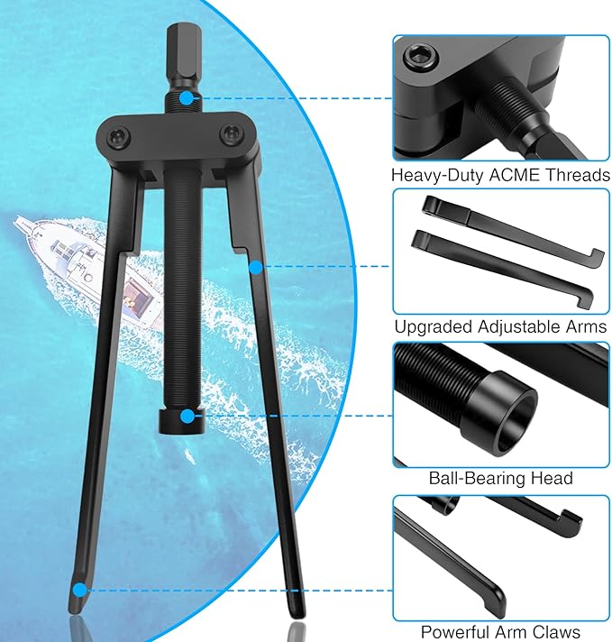 Lower Bearing Carrier Puller Compatible with Yamaha, Johnson, Evinrude, Mercury, Honda, Mercruiser,Suitable for Most Gearcases 115hp and Above with Adjustable Arms Upgrade
