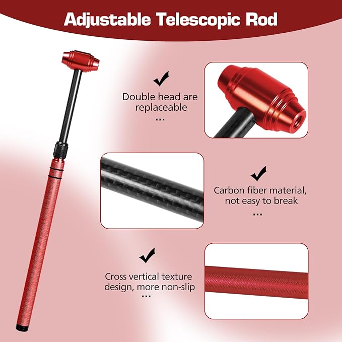 WHDZ Paintless Dent Repair Tools Tap Down Tool Double-Faced Dent Removal Hammer Car Dent Repair Leveling Hammer Telescopic