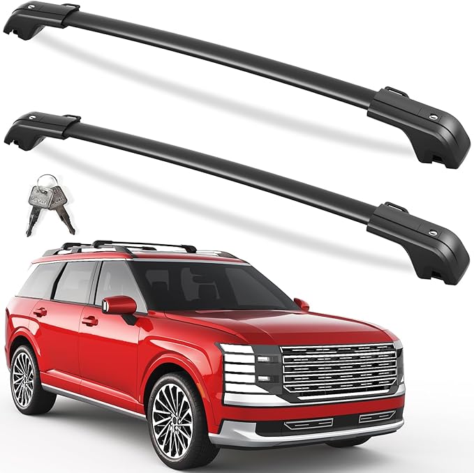 KINGGERI 330lbs All Aluminum Roof Rack Cross Bars Compatible with Hyundai Palisade 2026 with Raised Side Rails, Lockable Roof Rails Crossbar Rooftop Luggage Carrier