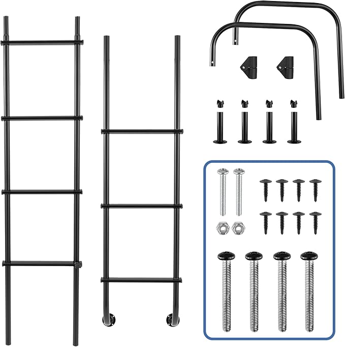 RecPro RV 92" Universal Exterior Rear Ladder | 250 lb Max Weight | Lightweight Aluminum | Made in The USA (Black)