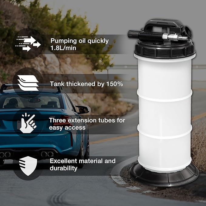 YELLOW JACKET Fluid Extractor Manual and Pneumatic 6.0L Capacity for Leak-Free, Overfill-Proof Automotive Oil & Fluid Changes