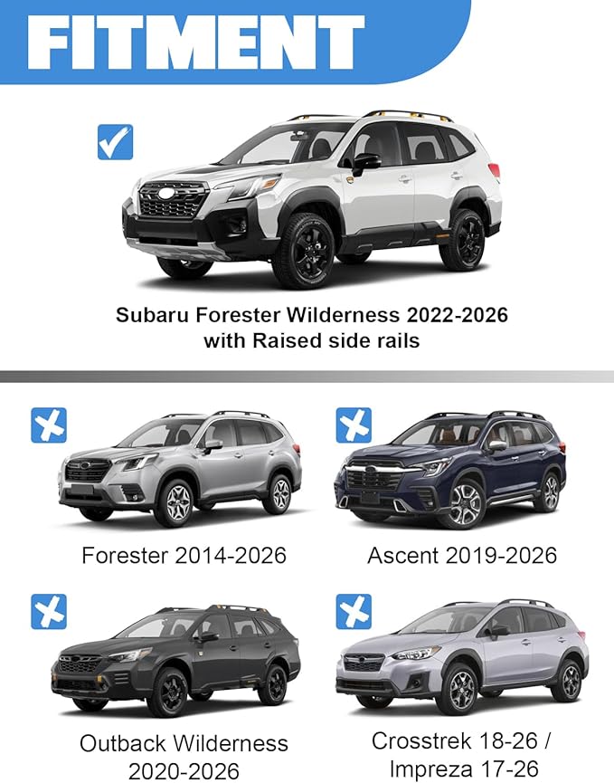 FengYu Heavy Duty Lockable Roof Rack Cross Bars Compatible with Subaru Forester Wilderness 2022-2026, All-Metal Aluminum 330lbs Roof Aluminum Roof Rails Crossbars Black Rooftop Cargo Luggage