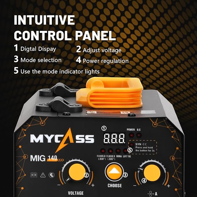 Welding Machine，MIG Welder with 2-in-1 Flux Core/Wand Welder Welder with 130 Amp 110 Volt Airless MIG Welder with Synergy IGBT Inverter Welder Portable Wire Welder