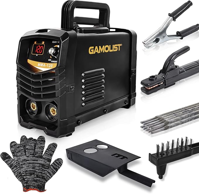 Mini Welding Machine, 110V 120Amp Portable Stick Welder, Hot Start Arc Force Anti-stick with 10PCS Welding Rods, for 1/16"-3/32" Welding Rods ARC Welder, Beginner-friendly Mini Welder