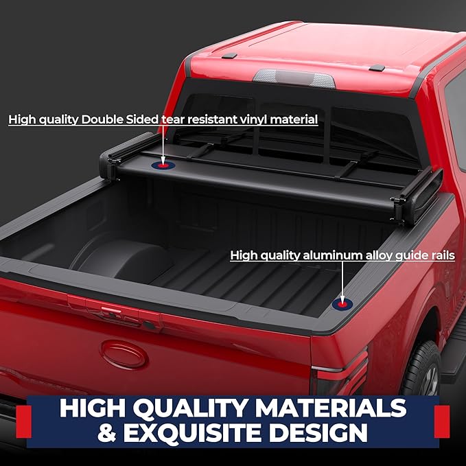 MOSTPLUS Tri-Fold Soft Truck Bed Tonneau Cover On Top Compatible with 2015-2022 Ford F150 F-150 Bed 3 Fold Styleside (5.5 FT Feet Bed)