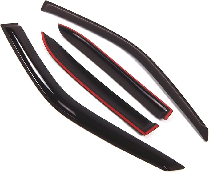 TuningPros Outside Mount Window Vent Visors Rain Guards Compatible with Chevrolet Prizm 1998-2002 | Side Window Wind Deflectors Rain Shields | Smoke Tinted, 4 Pcs Set, DGWV-080-2