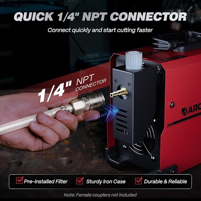 ARCCAPTAIN 60Amp [Non-HF] Plasma Cutter, Blow Back Pilot Arc Plasma Cutting Machine, 110V/220V, Upgraded Large LED Display, Plate Cutting, Expanded Metal, Rust Removal, Gouging, Air Pressure Detection