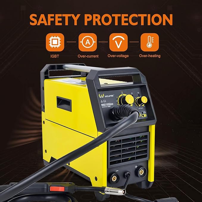 Weldpro 155 Amp MIG Welder, 110V/220V Flux Core MIG/Gas MIG/Stick 3 in 1 Welding Machine with Synergy, IGBT Inverter Portable Gasless Welder Equipment, Aluminum Spool Gun Compatible