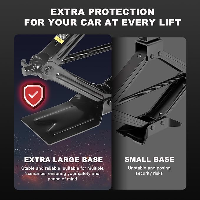 Big RED Car Jack 3Ton/6610 lbs Universal Scissor Jack with Rubber Pad, Portable Tire Changing Kit with Lug Wrench, Emergency Kit for Sedan SUV MPV