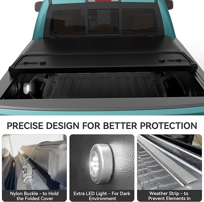 AUTOSAVER88 FRP Hard Tri-fold Truck Bed Tonneau Cover Fits for Ford F-150 F150 2015-2025 5.5ft Bed (Excl. Raptor Series)