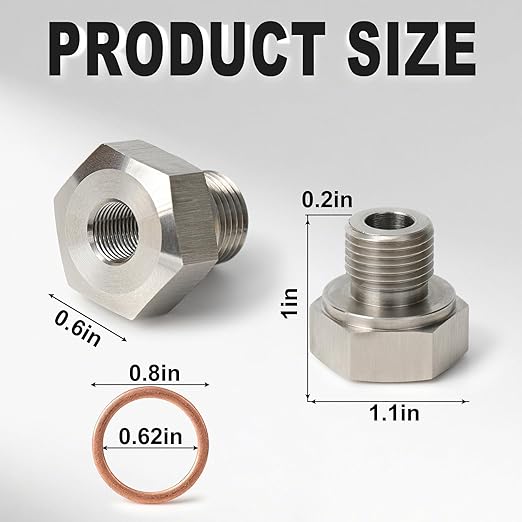 Oil Pressure Sensor Adapter M16-1.5 to 1/8" NPT, 304 Stainless Steel LS Oil Pressure Adapter for GM LS Series Engines LS1 LSX LS3 5.3L 6.0L 6.2L, LS Swap Oil Pressure Sensor Fitting
