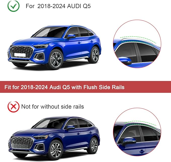 KINGGERI Heavy Duty 260lbs Roof Rack Cross Bars Fit for Audi Q5 2018 2019 2020 2021 2022 2023 2024 2025 2026, Anti-Theft Lockable Aluminum Roof Rails Crossbars Cargo Carrier Bag Black Accessories