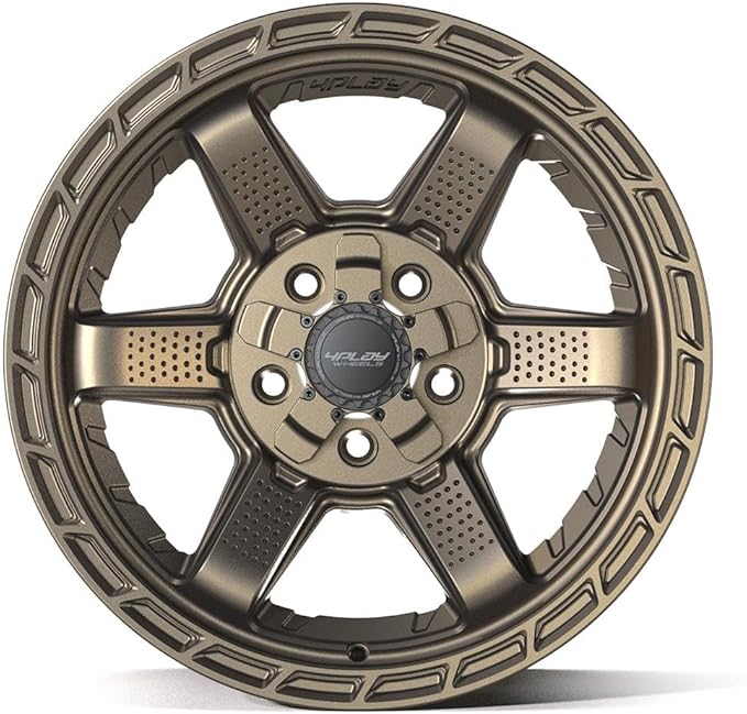 4PLAY Wheels 4PS63 17 Inch Rims and Tires Fit 5x127 & 5x139.7 17x9 Satin Bronze - TerraMax RT 33x12.50/17 (Set of 4)