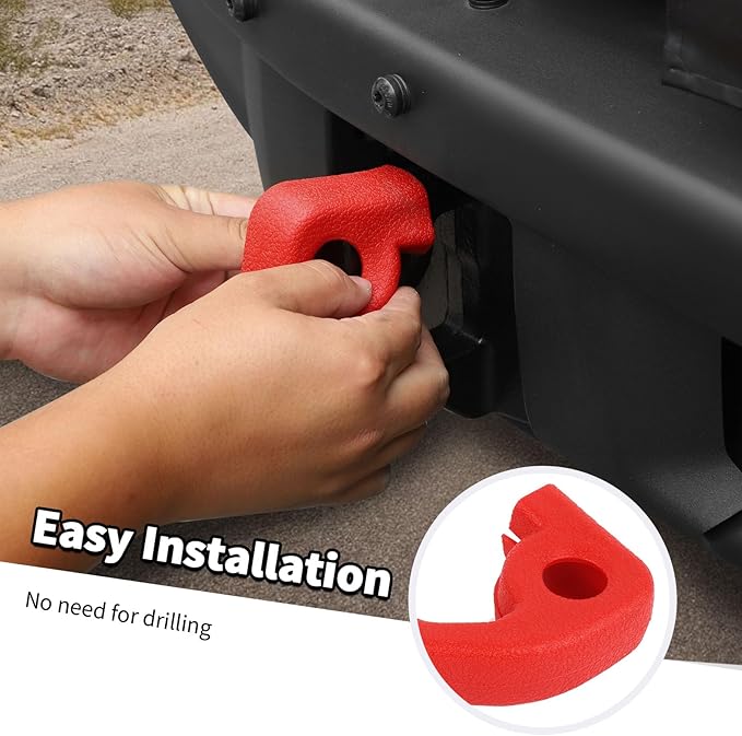 Jimen Fit for Ford Bronco 2021-2024, 2PCS Front Bumper Tow Hook Covers Protector Exterior Accessories (Red)