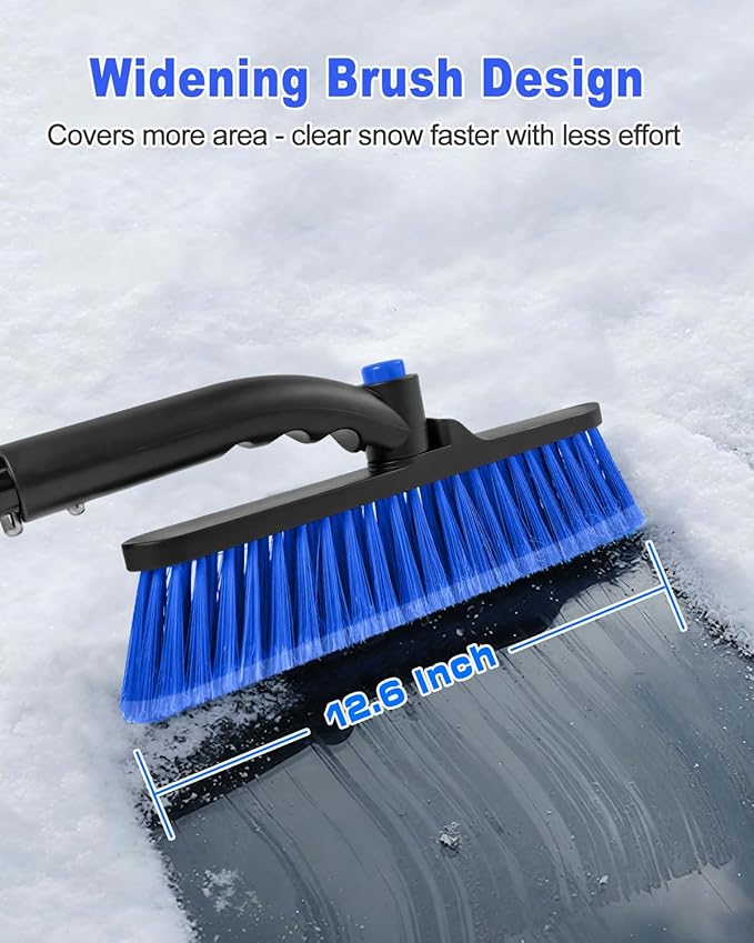 35'' Snow Brush and Ice Scraper for Car Windshield, Retractable Durable Aluminum Rod Foam Grip for Efficient Snow Frost Ice Removal Winter Tools for SUV Trucks Cars Window