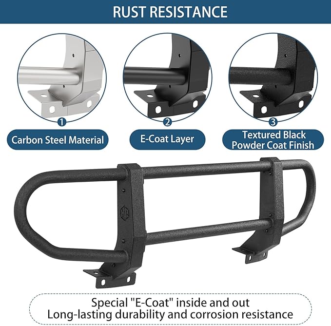 Hooke Road Bronco Bull Bar Grille Grill Brush Guard Impact Frame Bumper for 2021-2025 Ford Bronco 2/4 Doors (Only Fit Factory Modular Steel Bumper)