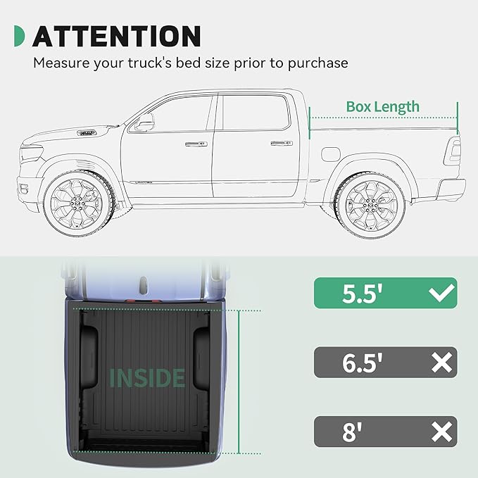 Soft Roll-Up Tonneau Cover Fit for Ford F-150 F150 2015-2025, Fleetside 5.5 Ft Bed