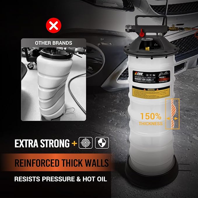 EWK 13.5L Heavy Duty Pneumatic Oil Extractor/Dispenser Pump, Fluid Vacuum Evacuator with Reinforced Tank, Oil Change Pump for Automotive Large Engines
