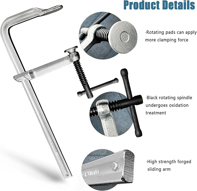 4-Pack 12-Inch Heavy-Duty F-Clamps for Welding, Woodworking & Metalworking – 550 lbs Load Capacity, 3 Inch Throat Depth, All-Steel Construction (4-Pack - 12 Inch - 3 Inch)