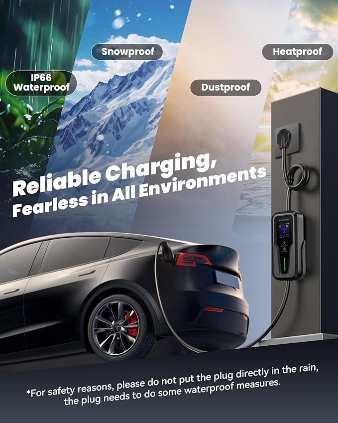 Level 2 EV Charger, 40A Electric Car Charger | UL 2594, UL 2251 | Tesla Adapter | Adjustable Current | Reservation Charging | 240V 9.6KW | NEMA 14-50 | for All Tesla Models ＆ J1772 Vehicles