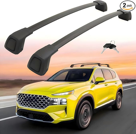 Nextgen Roof Rack Cross Bars for 2019 2020 2021 2022 2023 Santa Fe Anti-Theft Aluminum Lockable Cargo Bar Crossbars Surfboards Kayaks Canoe Luggage with Side Rails