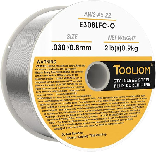 TOOLIOM Gasless Flux-Cored MIG Welding Wire, Stainless Steel Solder E308LFC-O, .030" Diameter, 2 lb Spool
