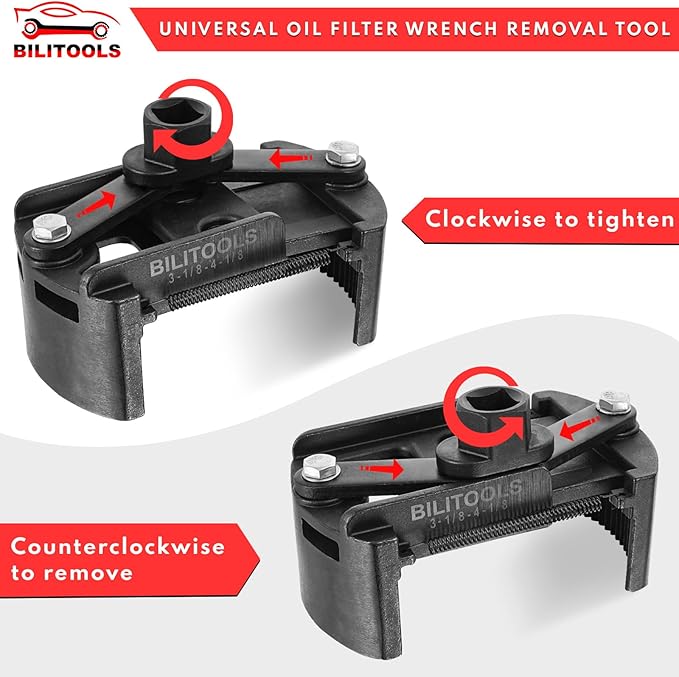BILITOOLS Universal Oil Filter Wrench Removal Tool Adjustable, 80-105mm (3.15-4.13 inch), 1/2" Drive