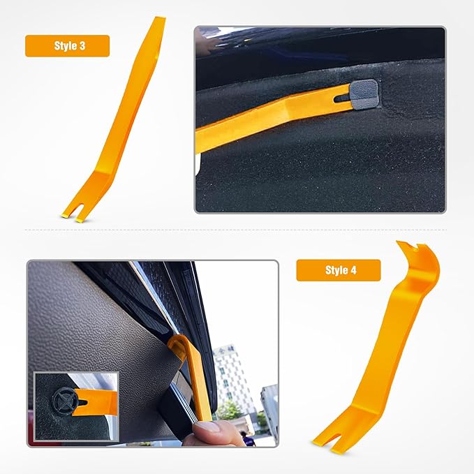 GOOACC 5 PCS Nylon Auto Trim Removal Tool Kit No-Scratch Removal Tool Kit for Car Clip Panel & Audio Dashboard Dismantle Yellow