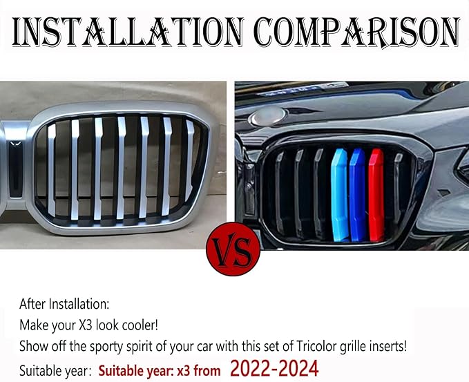 Automotive Grill Inserts for BMW X3 G01 2022-2024(NOT for AWD) 7-Beam, Front Grille Accessories