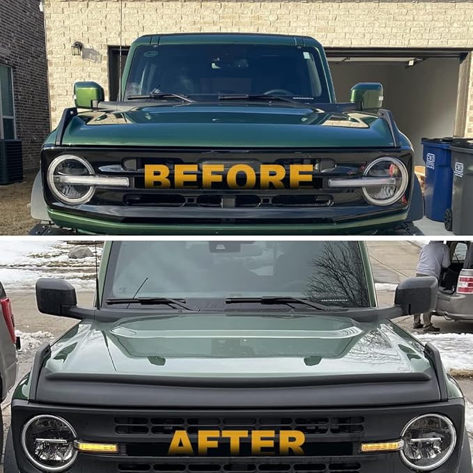 Hood Deflector Hood Protector Fit for Ford Bronco 4-Door & 2-Door 2021 2022 2023 2024 2025 Trail Armor Textured Black Hood Guard Shield Bug Deflector