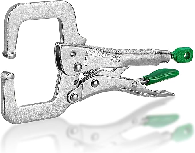 SK 6" C-Clamp Locking Pliers with Regular Jaws, Premium CR-V Construction, Ergonomic Anti-slip Handle