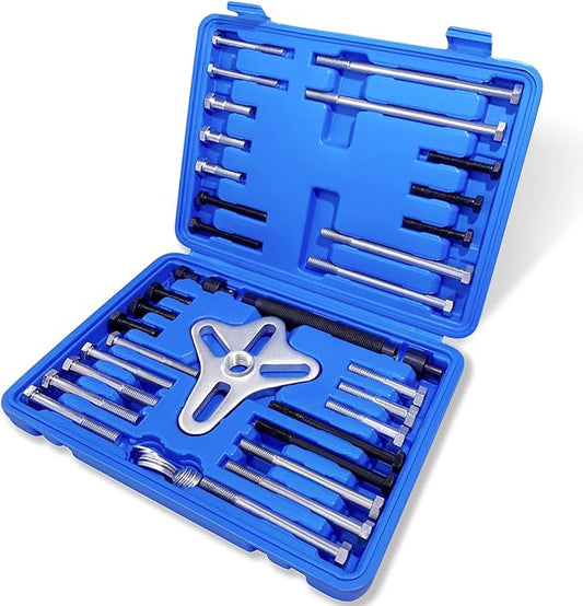 Thorstone 46pcs Harmonic Balancer Puller Set, Steering Wheel Flywheel Crankshaft Pulley Puller,Blue