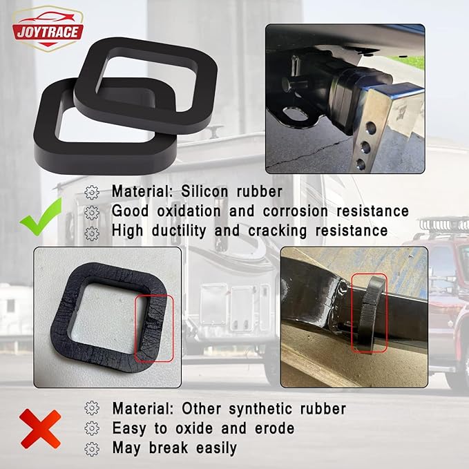 6 Pack - Multiple Size Combination，2 Inch Hitch Receiver Silencer Pad - Compatible with Most 2 Inch Trailer Hitch Receiver