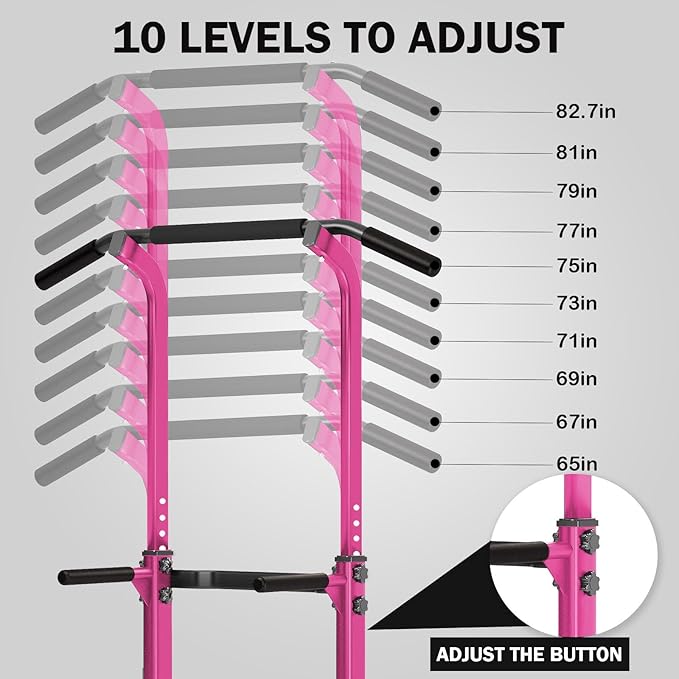 SogesHome Power Tower Pull Up Bar and Dip Station Adjustable Height Dip Stand Multi-Functional Strength Training Fitness Workout Station