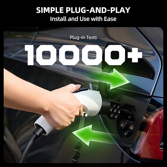 Level 2 EV Charger 40A 240V, 9.6kW Fast Charging with WiFi & APP Control, Plug-and-Play Portable EVSE, Adjustable Current & Delay Timer, 25FT Cable, NEMA 14-50 Plug, ETL Listed for All SAE J1772 EVs