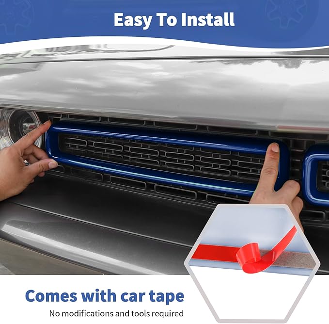 for Challenger Grille Insets Trim Cover Fit for Dodge Challenger 2015-2023 Blue Exterior Accessories 2pcs